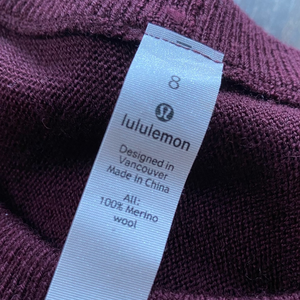 Lululemon Sit in Lotus Sweater Merino Wool Knit Stretch Womens 8 Red Maroon NWT - Picture 6 of 10
